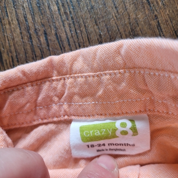 Crazy 8 Bright Orange Long Sleeve Button Down Shirt Size Boy's 18-24 Months - Picture 3 of 3